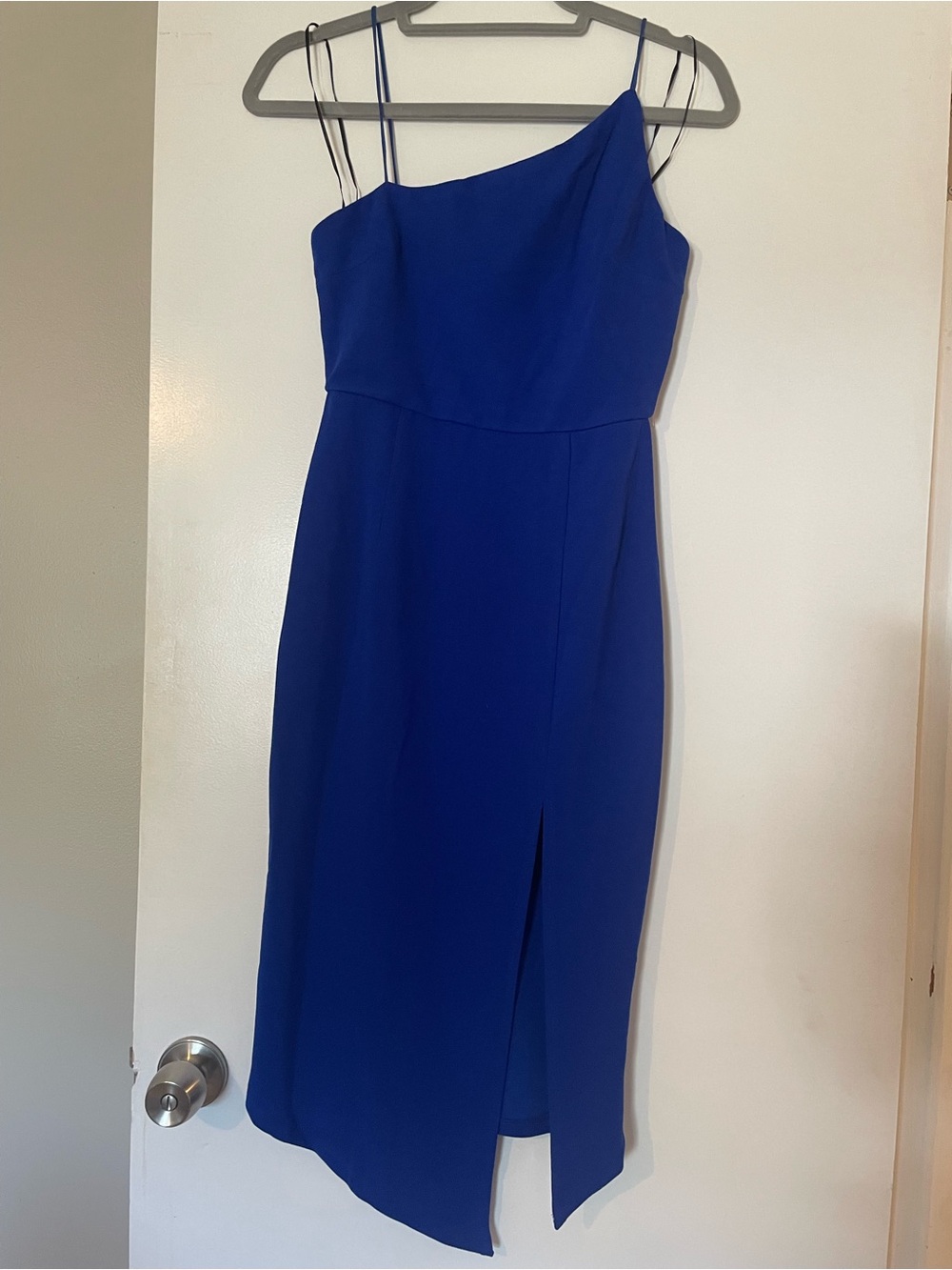NWT Hello Molly Cobalt Blue Asymmetrical Midi Dress US 6